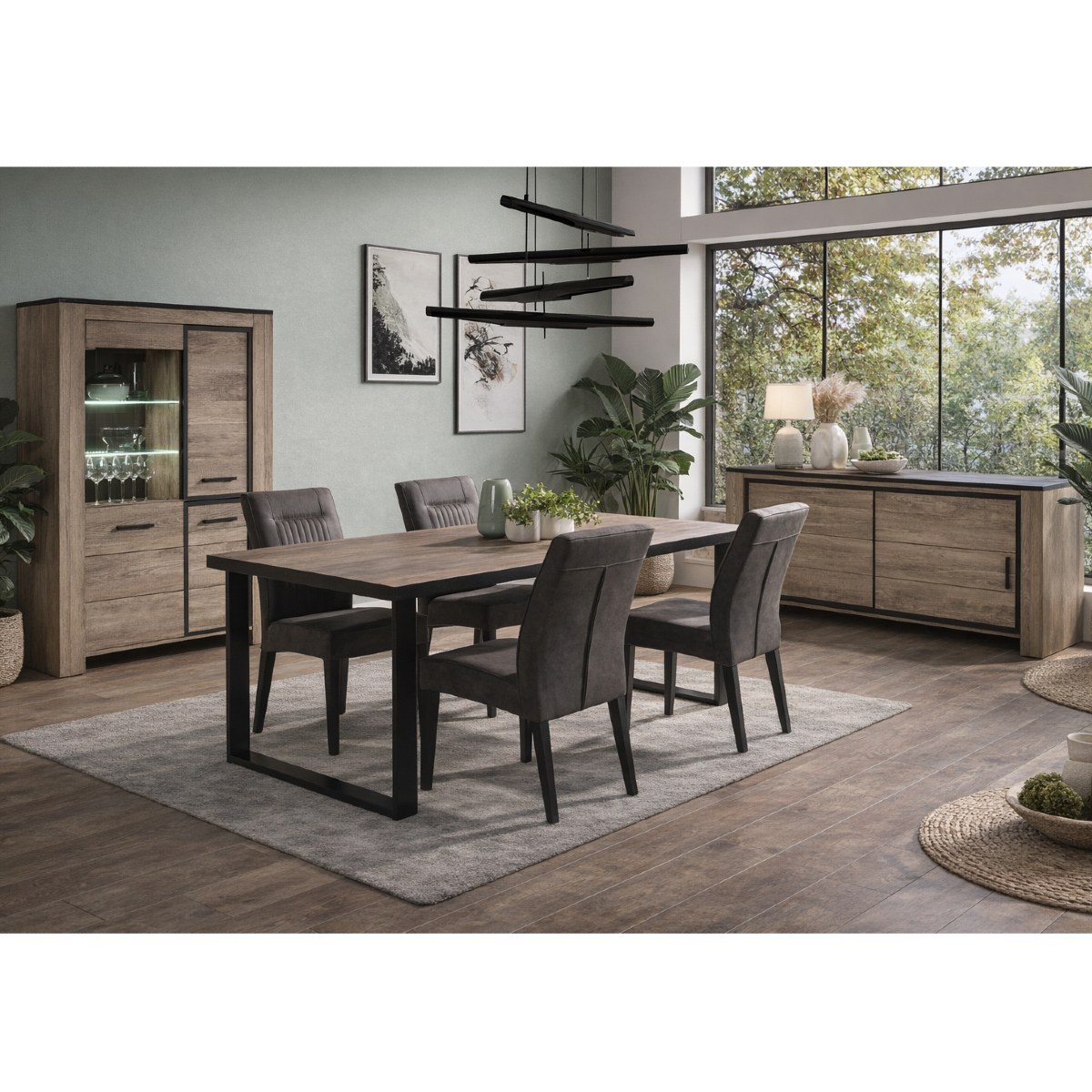 Salle à manger complète moderne en bois OLIVE