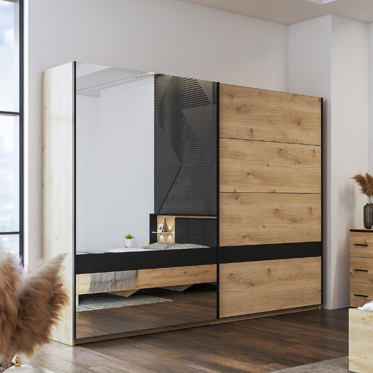 Armoire moderne avec portes coulissantes 245cm AMELIA