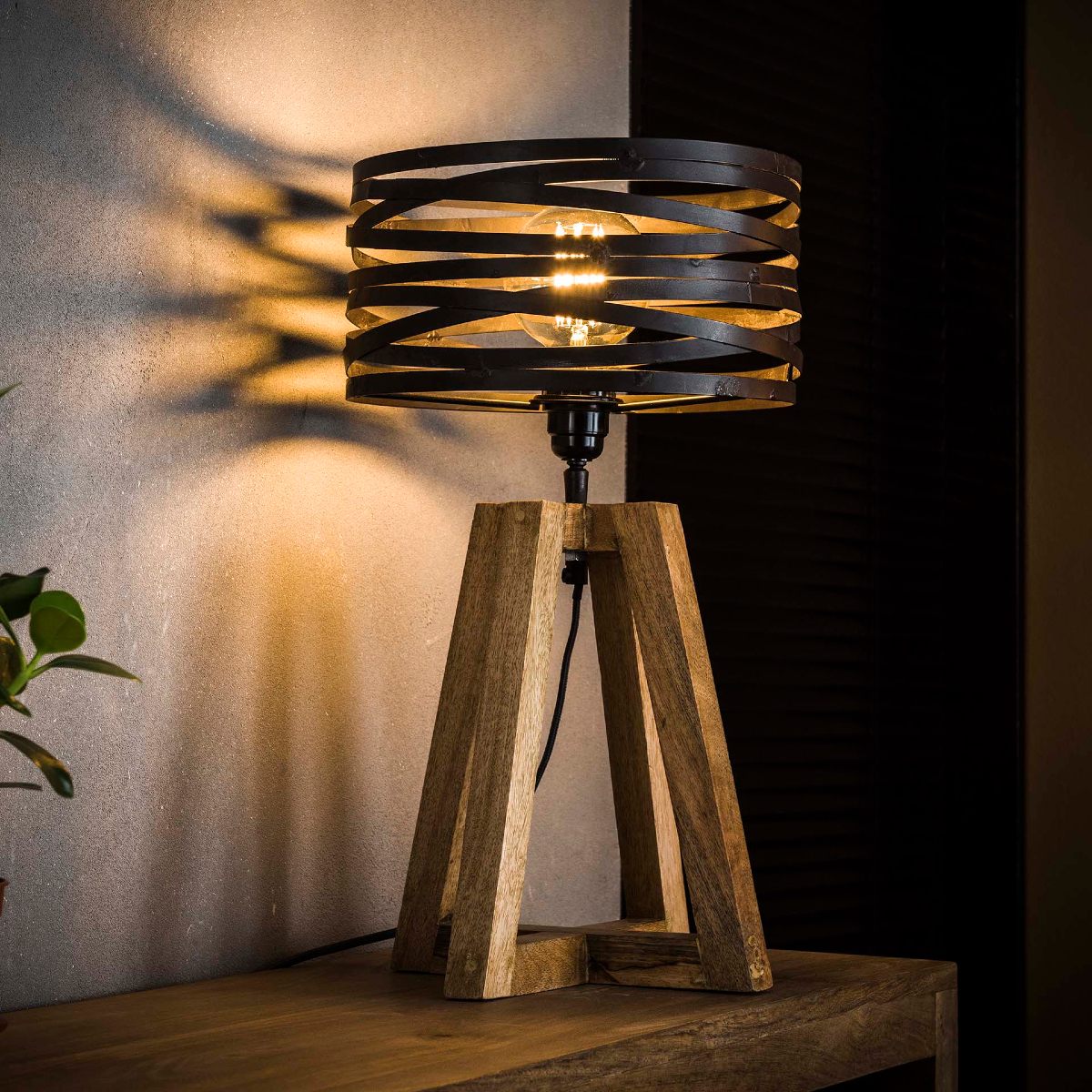 Lampe à poser en bois naturel et métal WISH