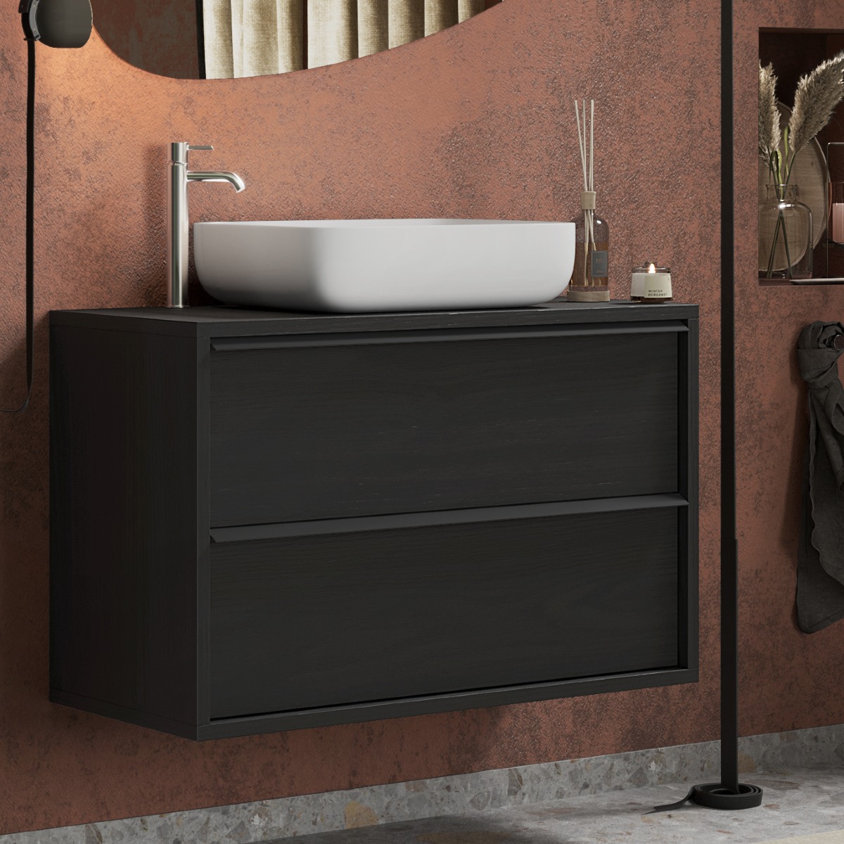 Meuble suspendu salle de bain avec vasque 92cm LOIS