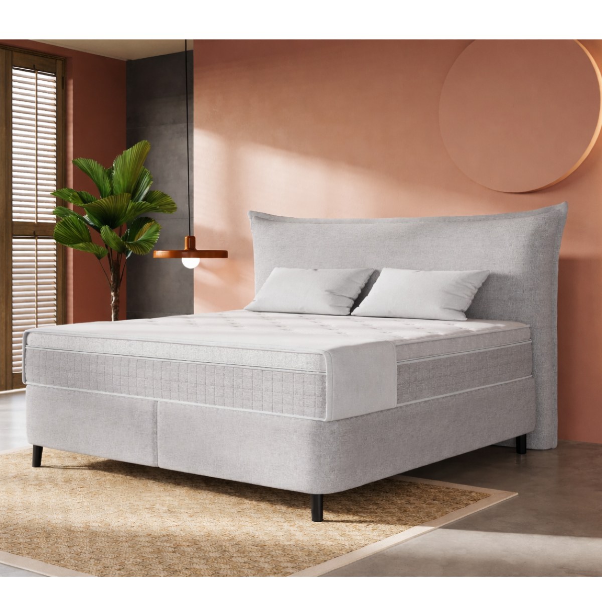 Lit boxspring coffre complet 180cm + matelas + surmatelas NUAGE