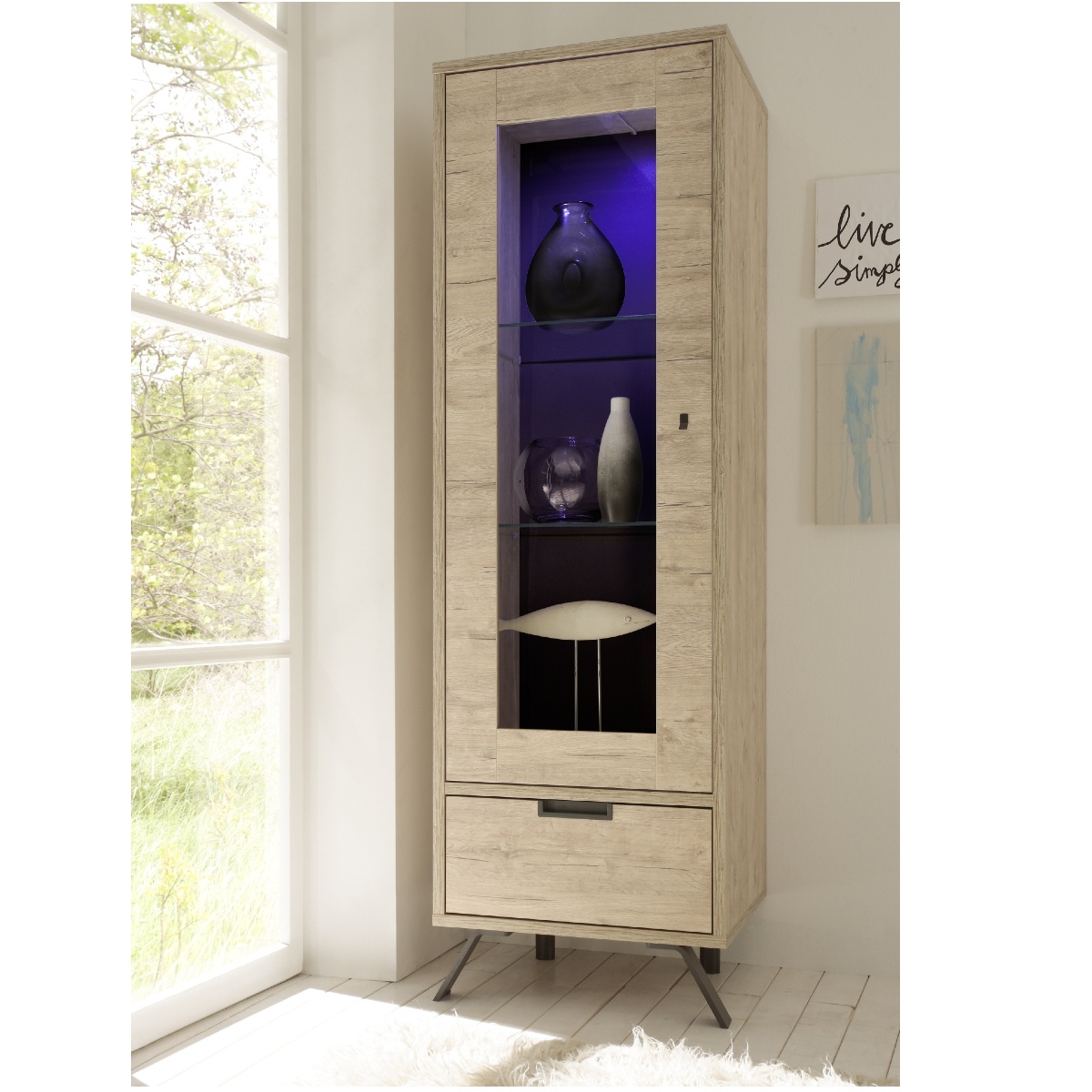 Vitrine moderne en bois 1 porte vitrée DIANA