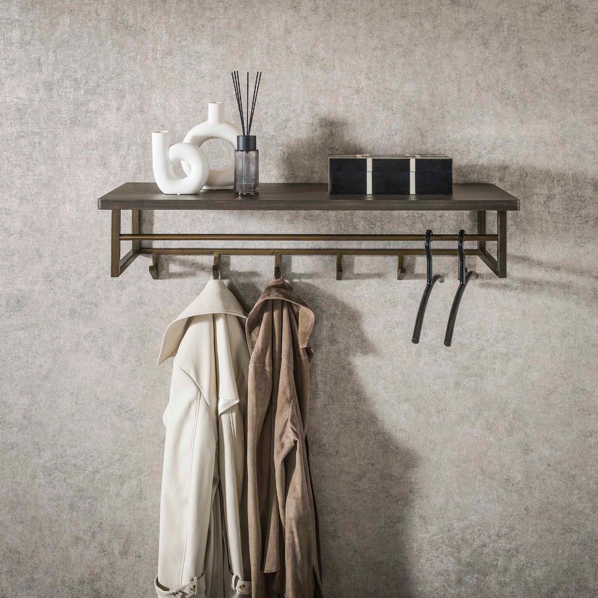 Portemanteau industriel en métal BRONZO 6 crochets étagère