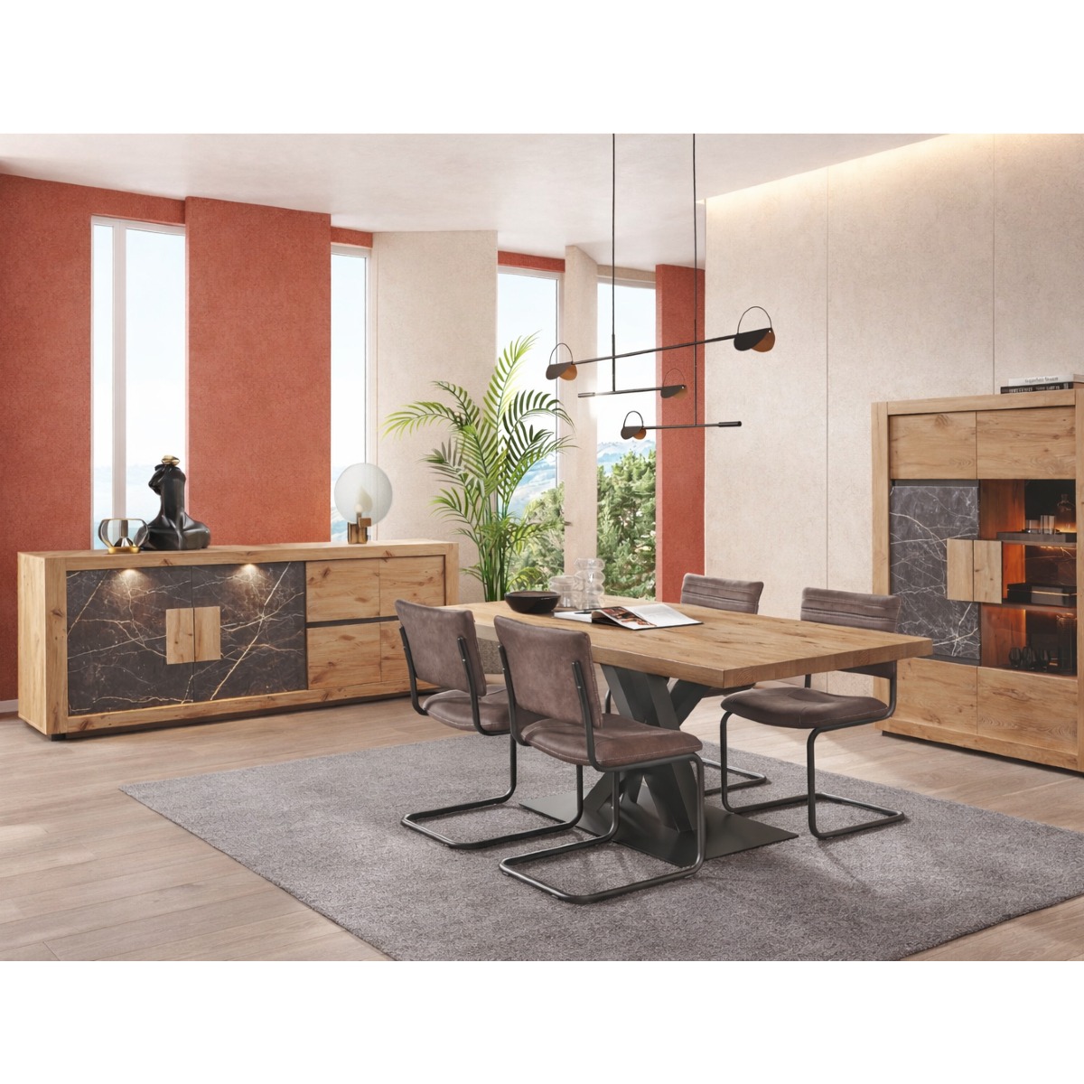 Salle à manger complète avec RACHA (table + buffet LED)