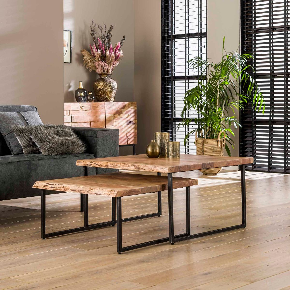 Table basse gigogne en bois d’acacia ERNEST (lot de 2)