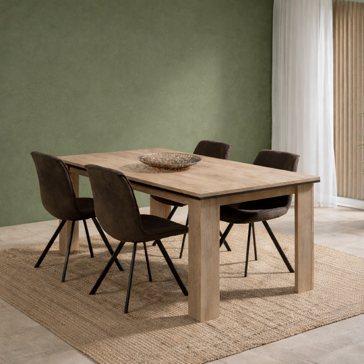 Table à manger moderne rectangulaire en bois 180cm MOA