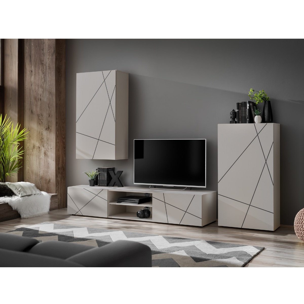 Ensemble TV mural moderne avec colonnes murales EOS 2