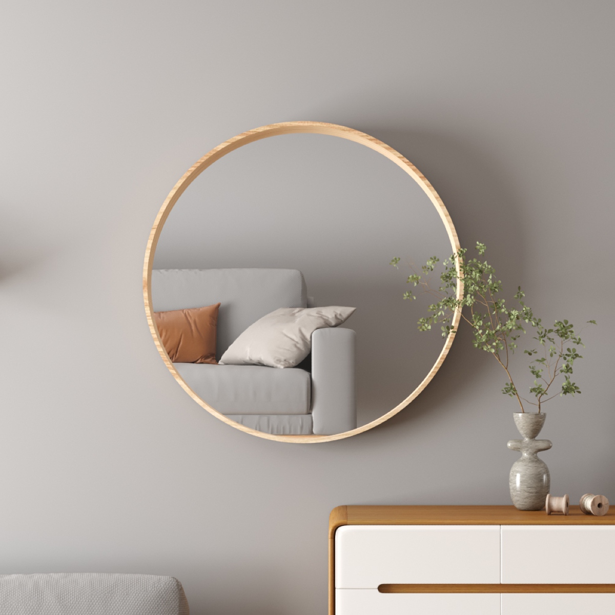 Miroir rond en bois diamètre 80cm MIRO