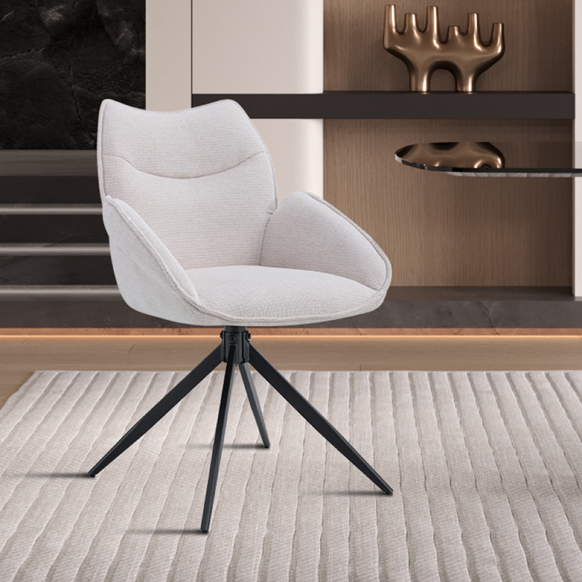 Chaise pivotante en tissu beige MAYOTTE (lot de 2)