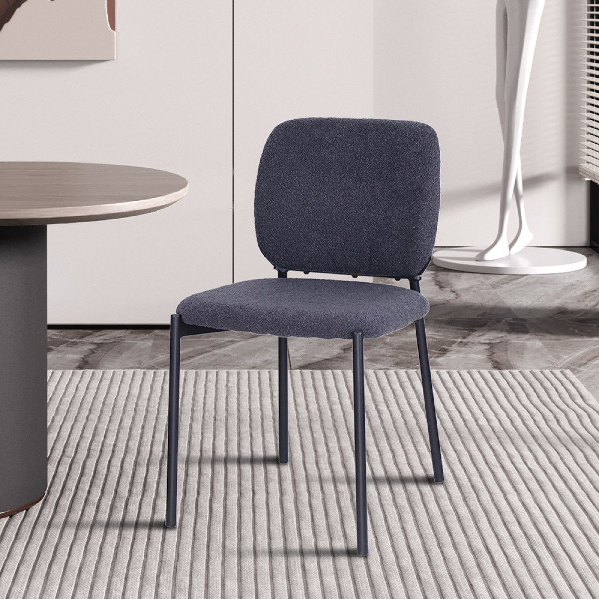 Chaise en tissu bouclé gris anthracite SOFIA (lot de 2)