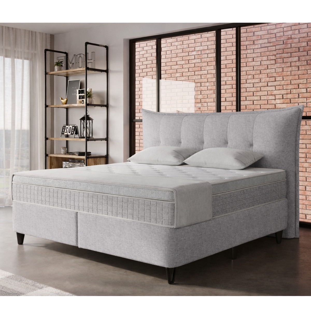 Lit boxspring coffre complet 140cm + matelas + surmatelas GRACY