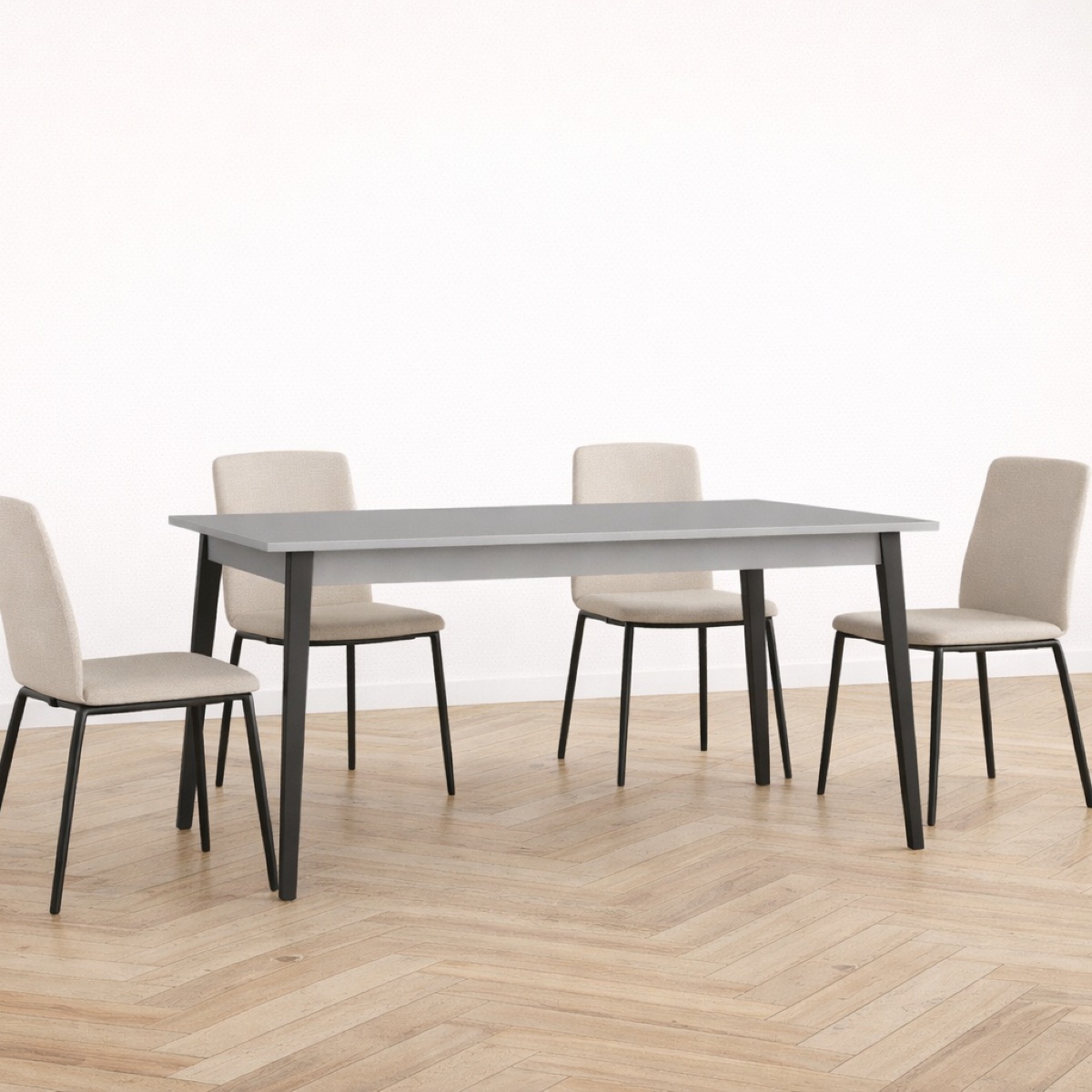 Table à manger moderne extensible grise 180cm SIMY