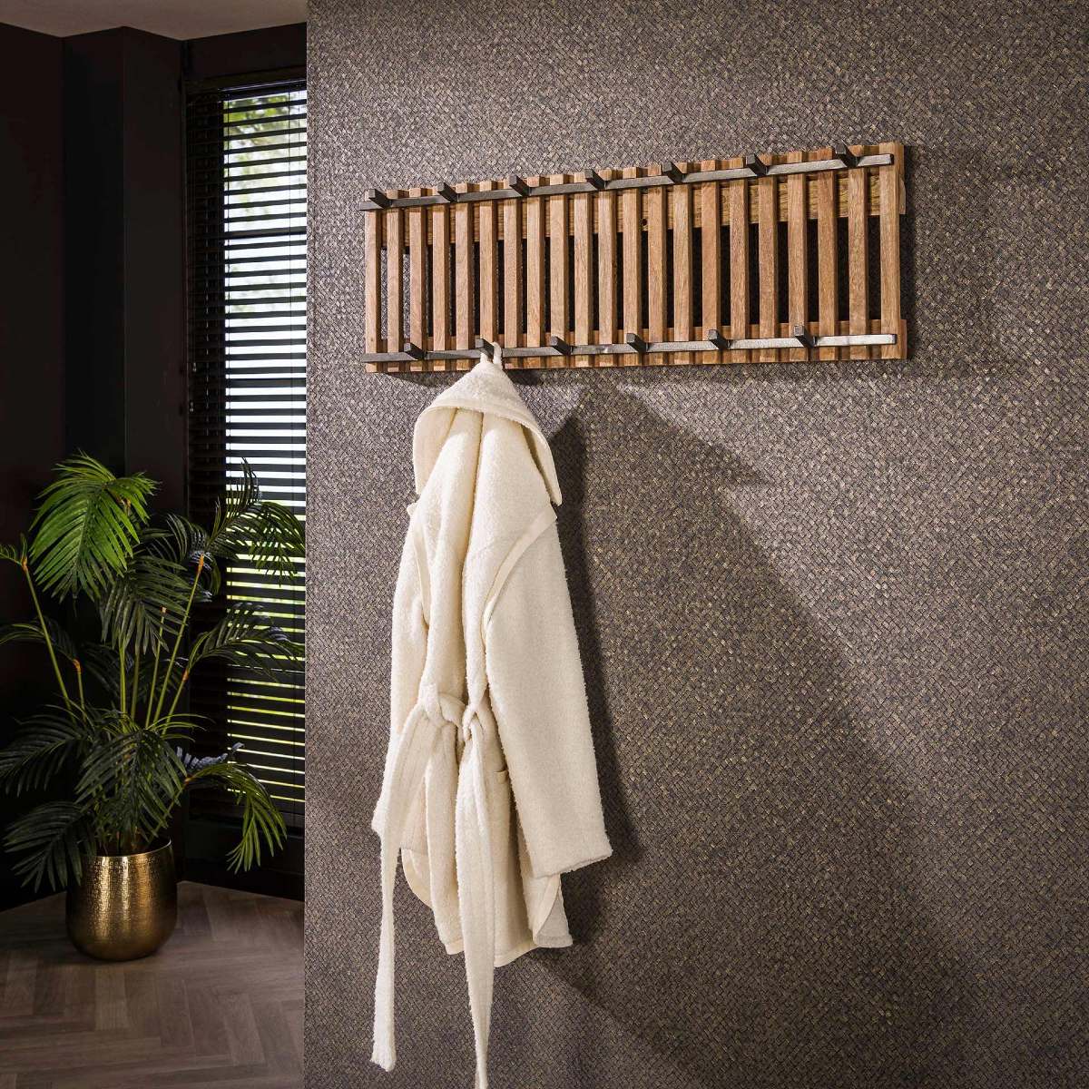 Portemanteau en bois massif TABATA 13 crochets large