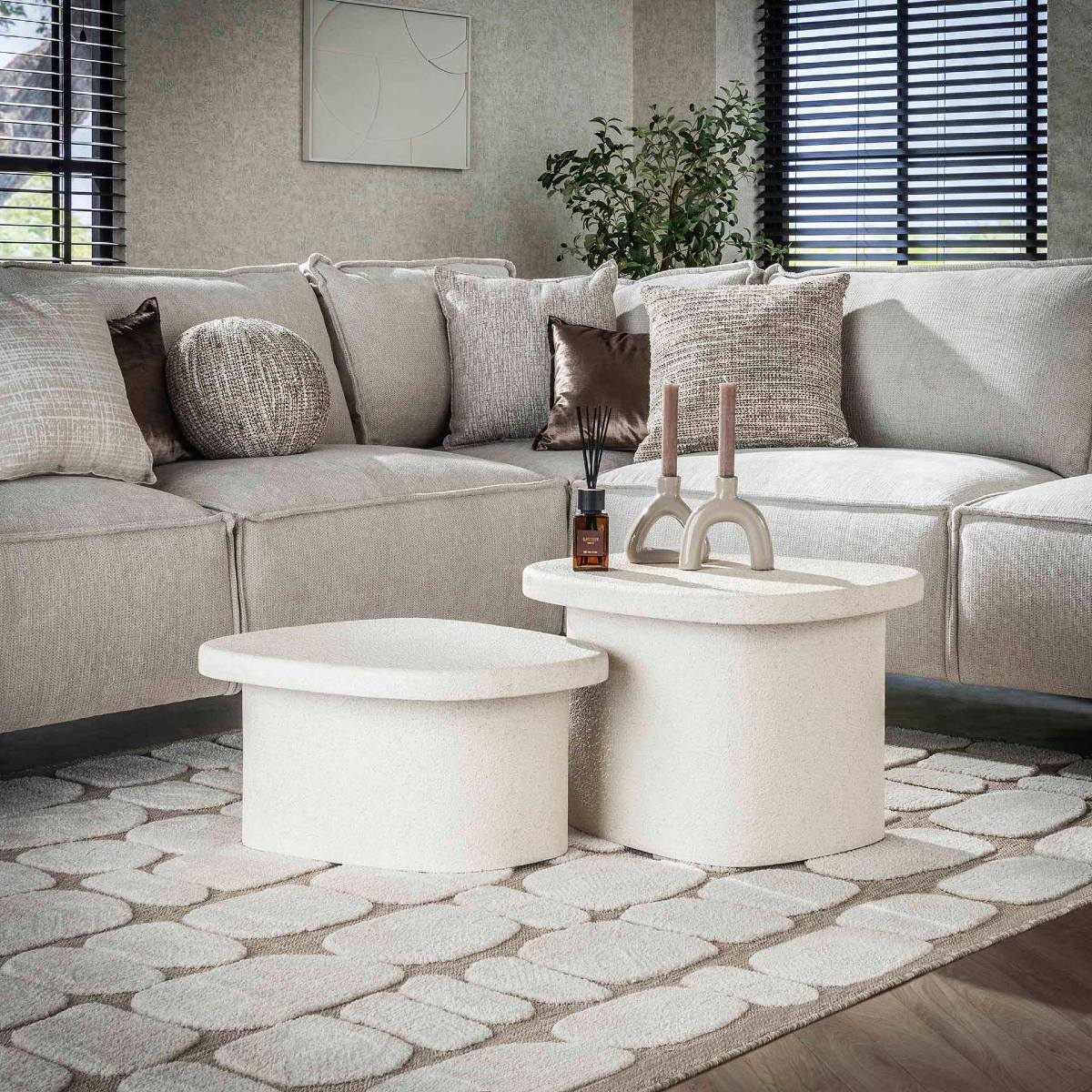 Table basse organique en marbre composite NOLAN (lot de 2)