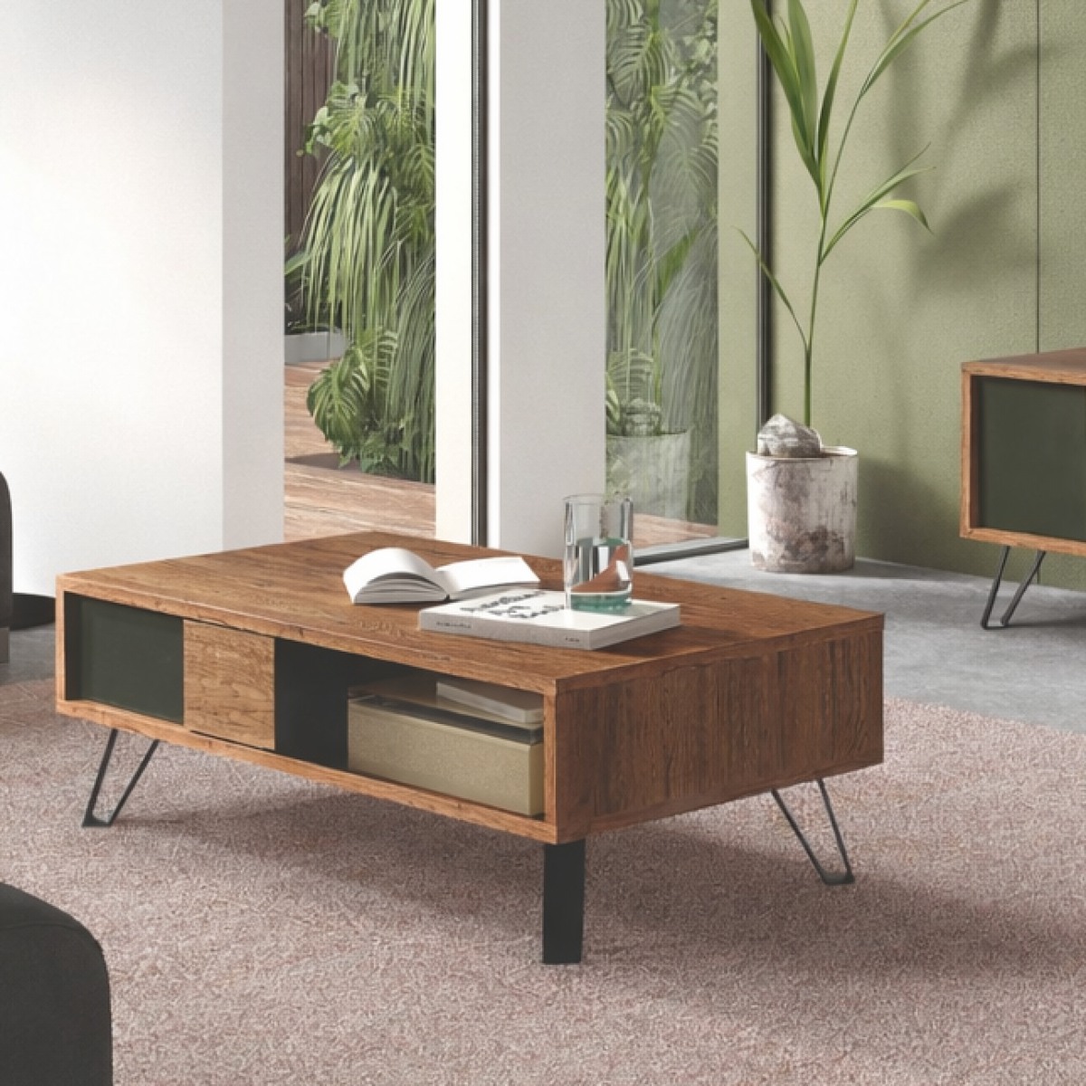 Table basse en bois avec tiroirs PEDRO