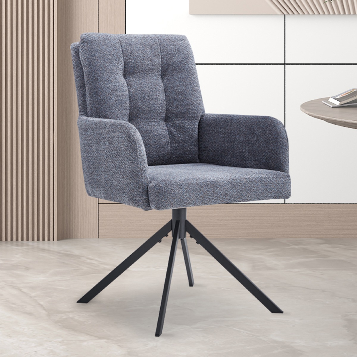 Chaise pivotante avec accoudoirs gris GRENADE (lot de 2)