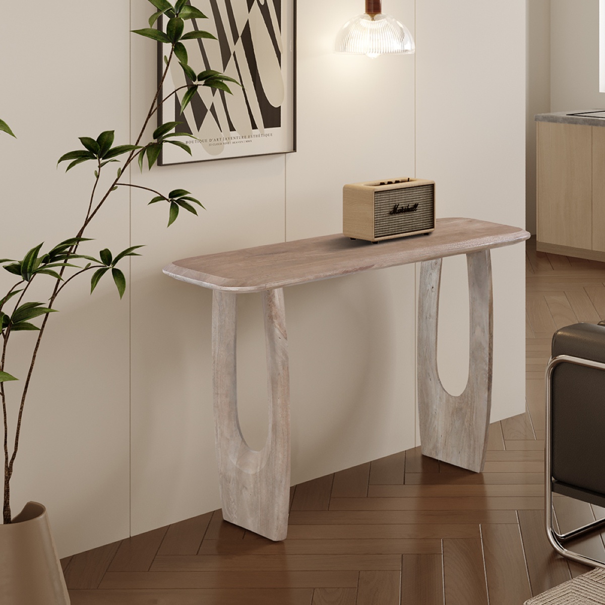 Console murale 120cm en bois de manguier clair AGATHE