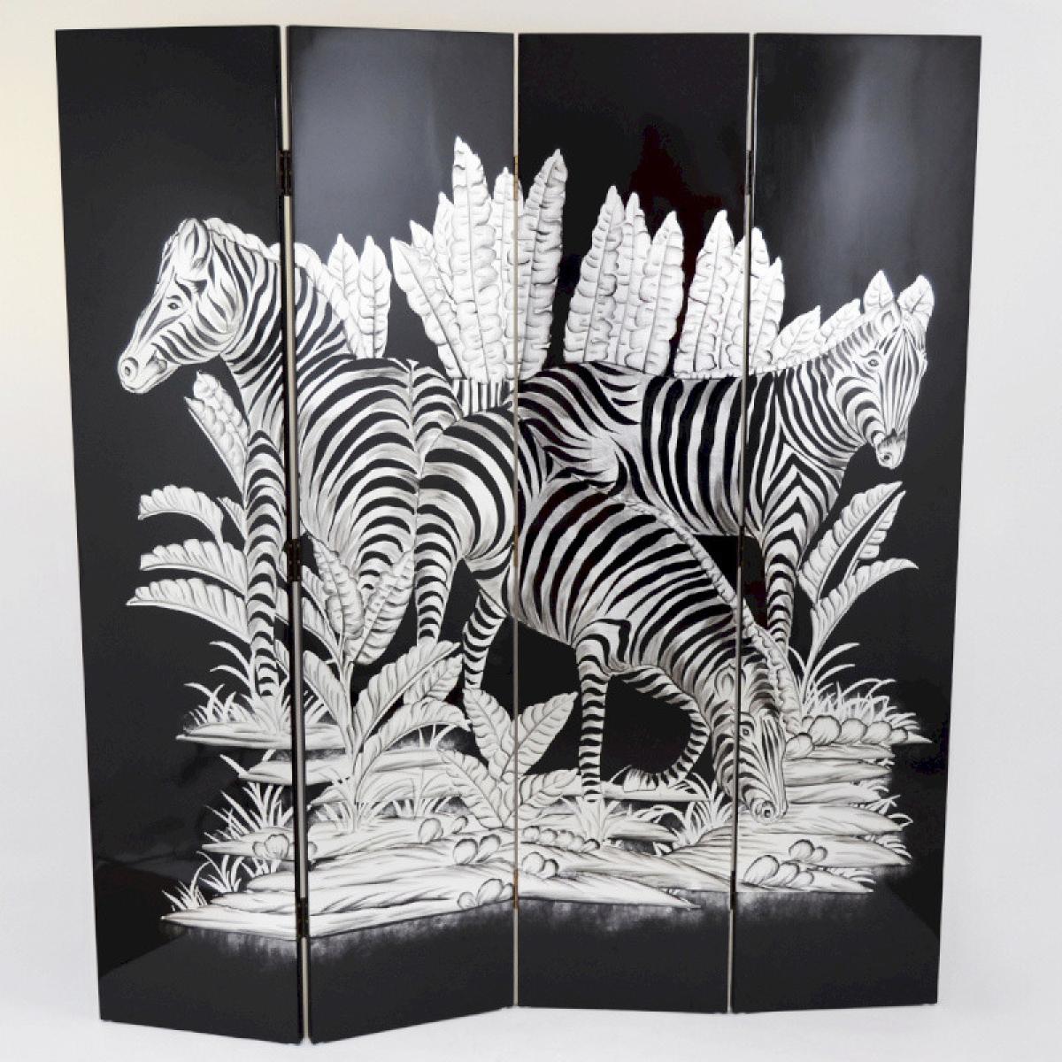 Paravent en bois AMALIA zèbre 180 cm