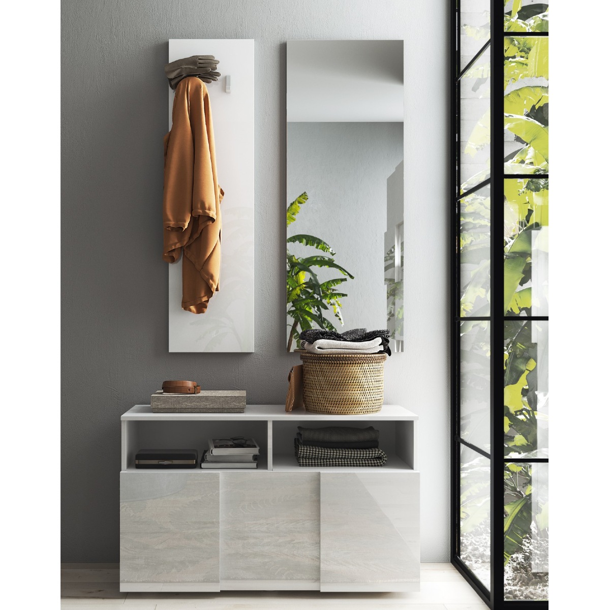 Meuble d’entrée moderne avec miroir MADO