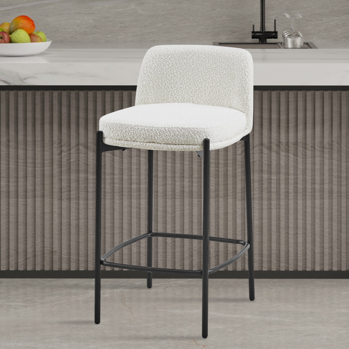 Lot de 2 chaises de bar en tissu blanc LILA