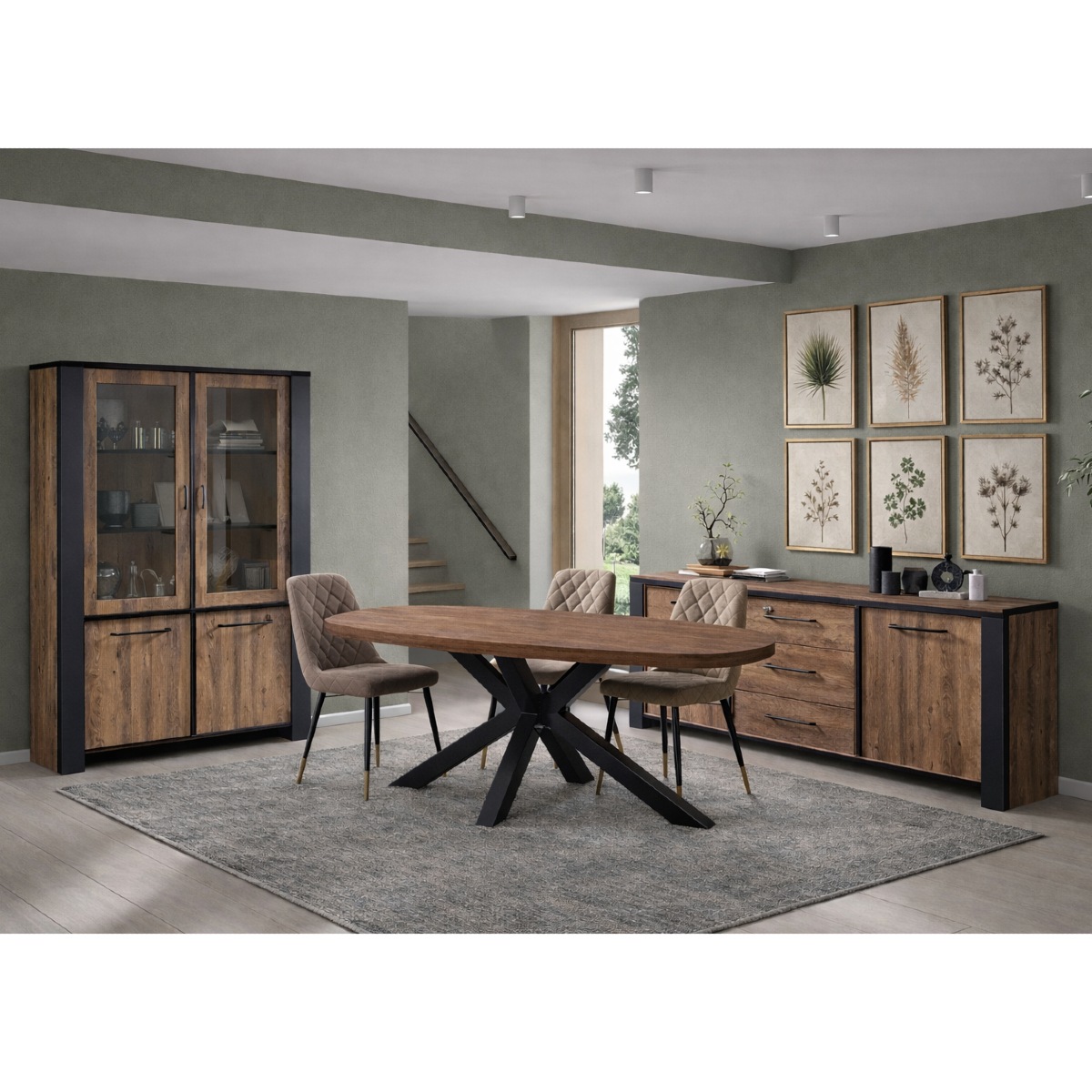 Salle manger complète en bois avec table ovale SAMANTHA