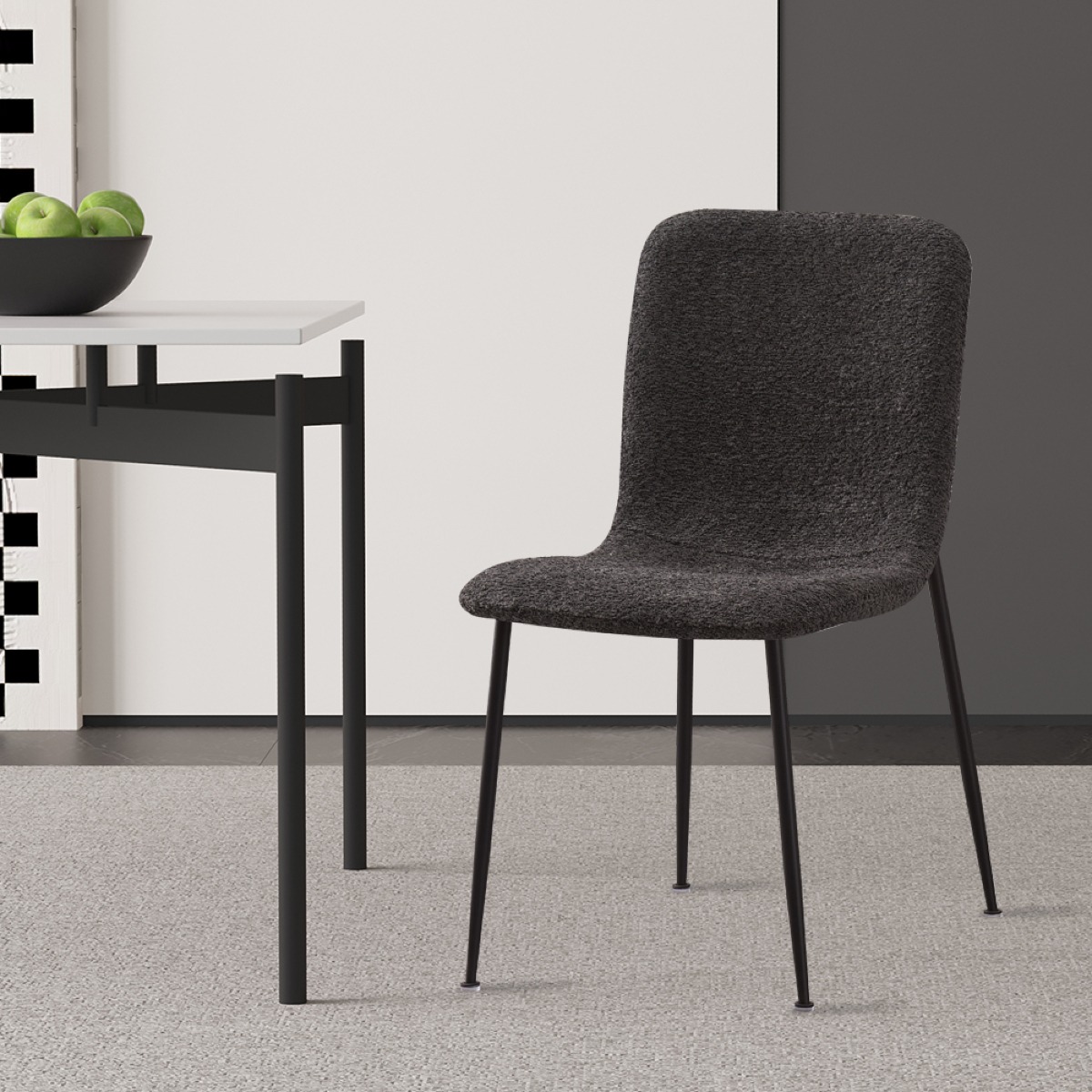 Chaise en tissu bouclé gris LICIA (lot de 2)