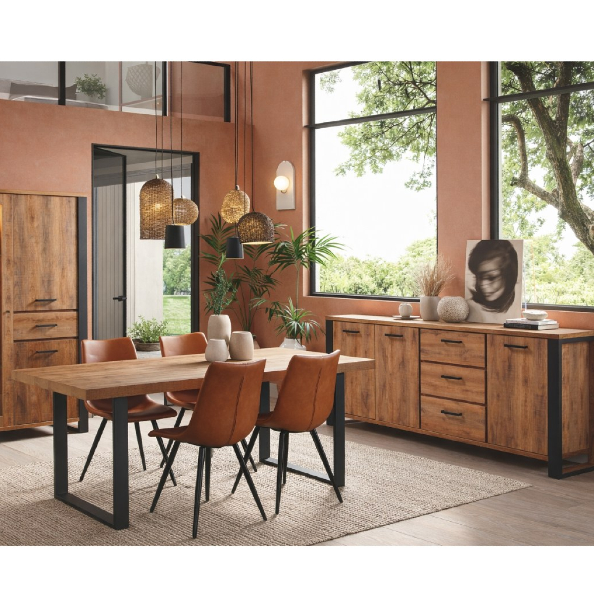 Salle à manger complète MONA (Buffet +table pied U)