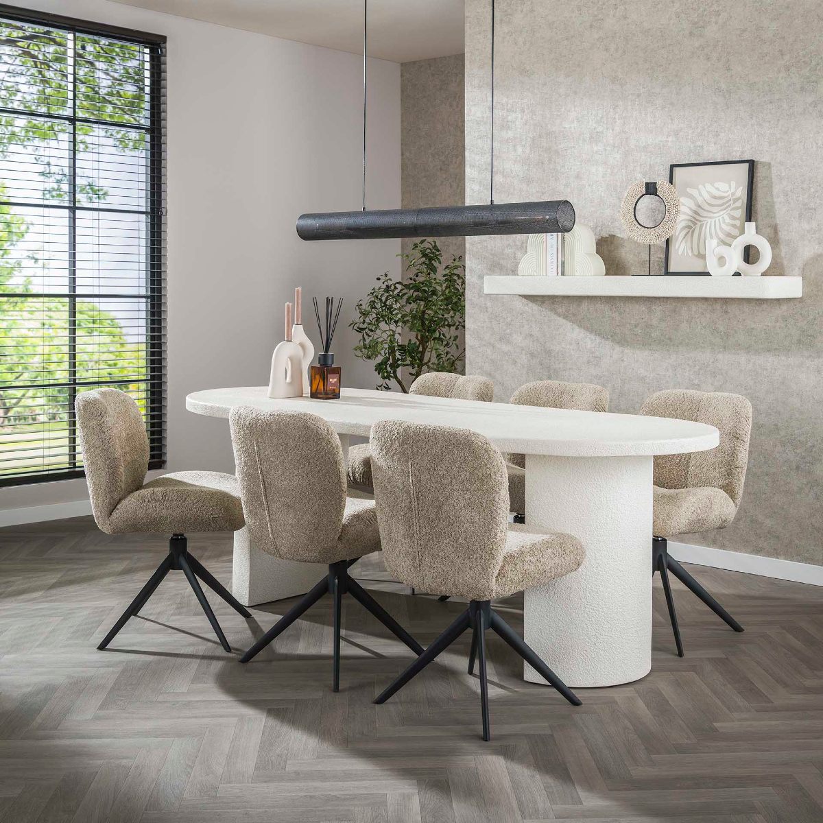 Table à manger ovale en marbre composite CHARLESTON