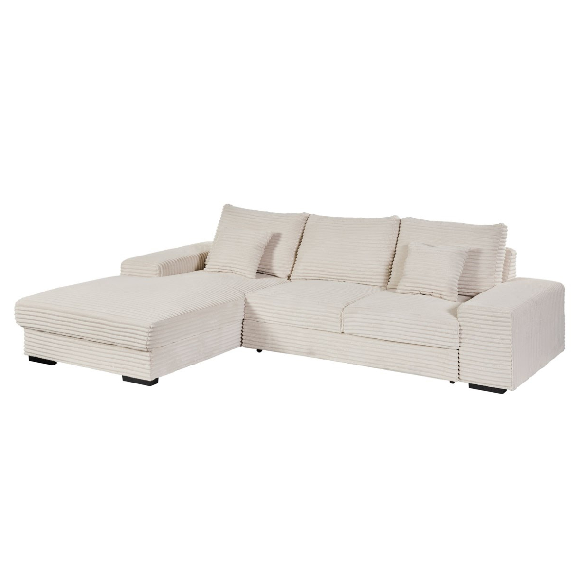 Canapé d'angle convertible tissu côtelé beige NIAGARA