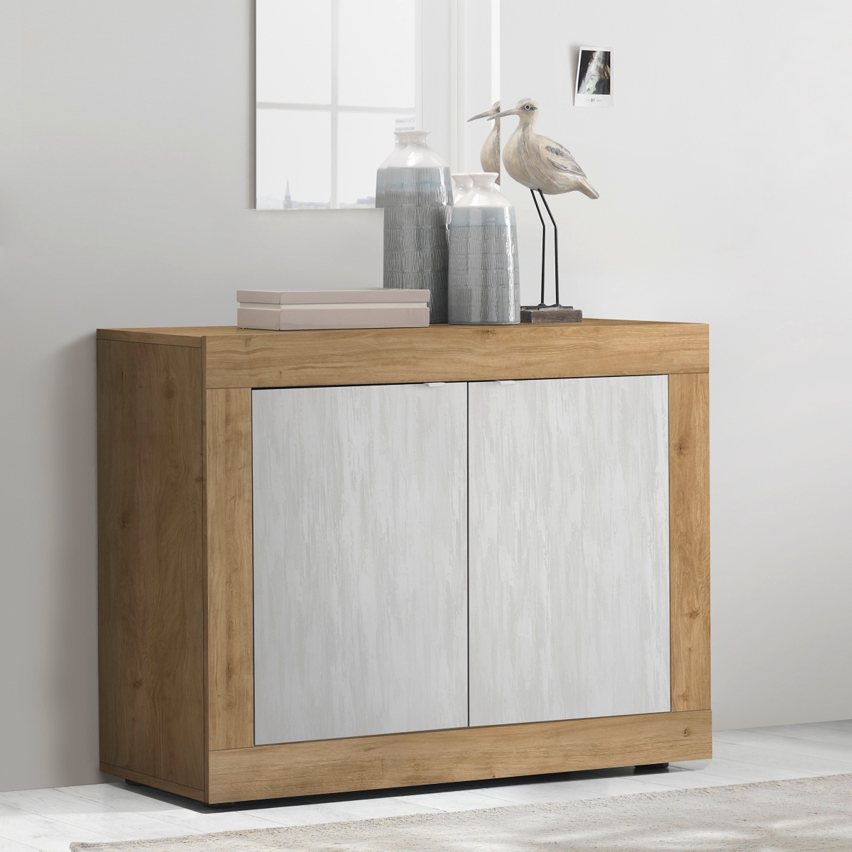 Meuble de rangement bois et blanc 2 portes CALIA 2