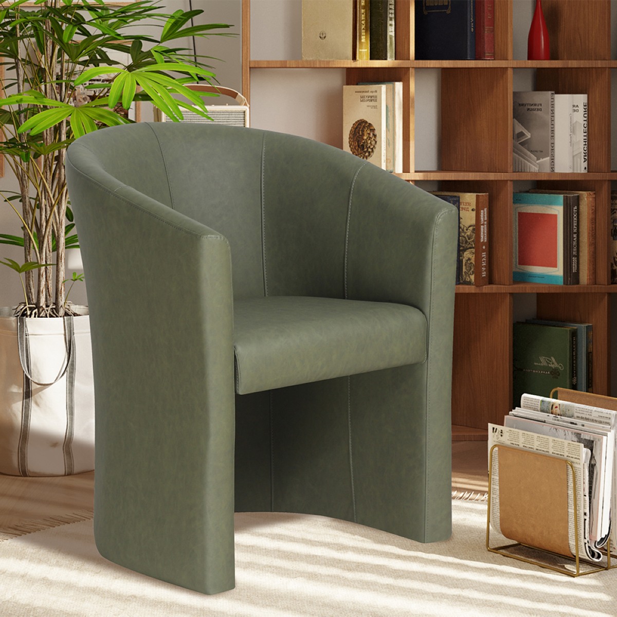 Fauteuil cabriolet vert kaki en PU ELIOT