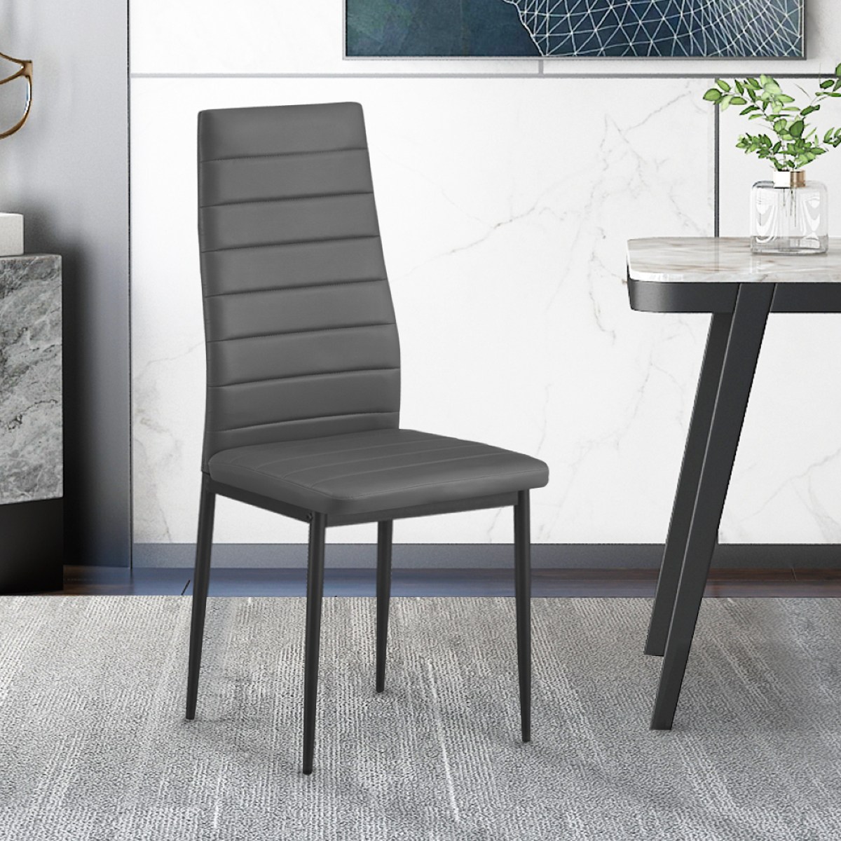 Chaise moderne grise en PU OSKAR ( lot  de 4 )