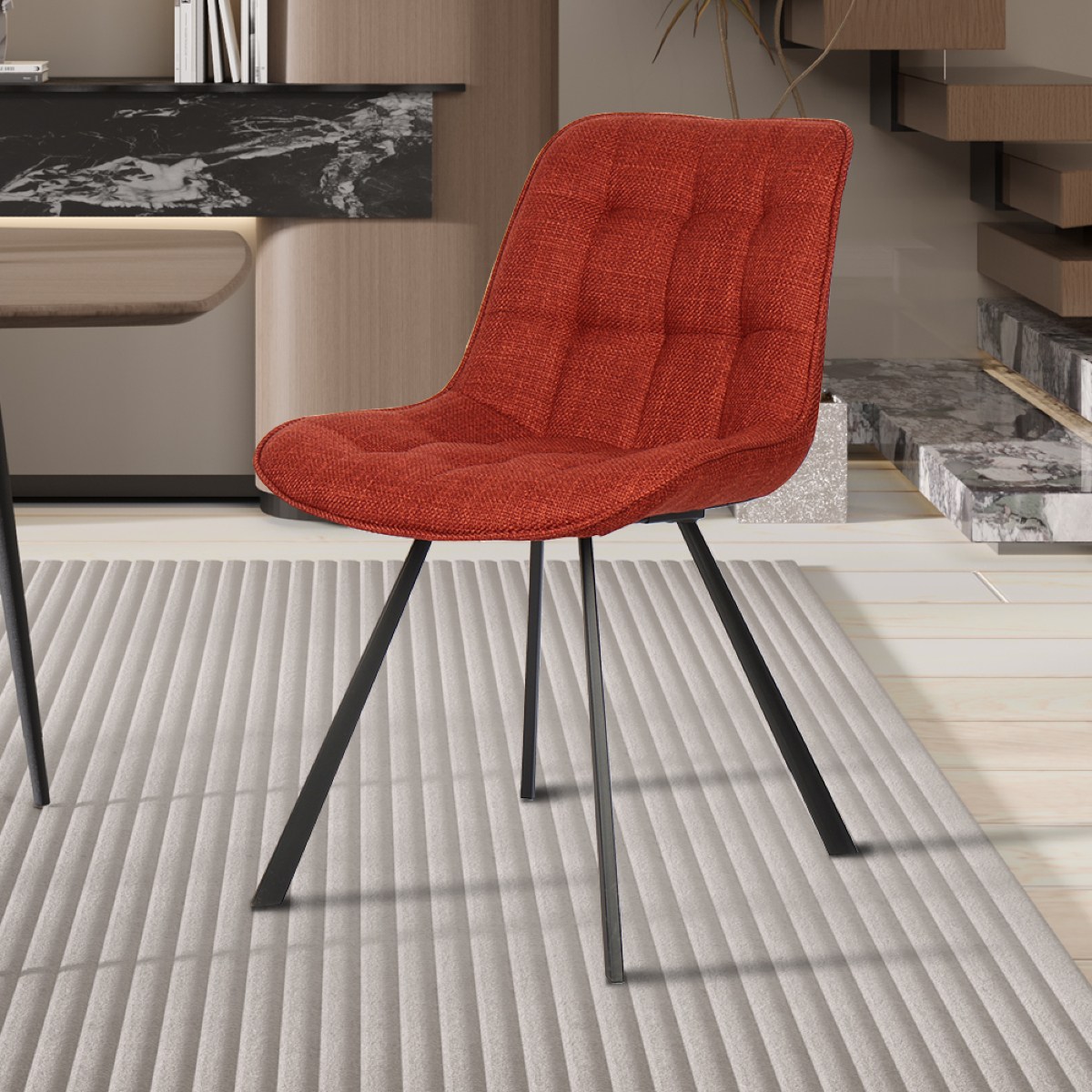 Chaise de salle à manger en tissu rouge BARIA (lot de 2)