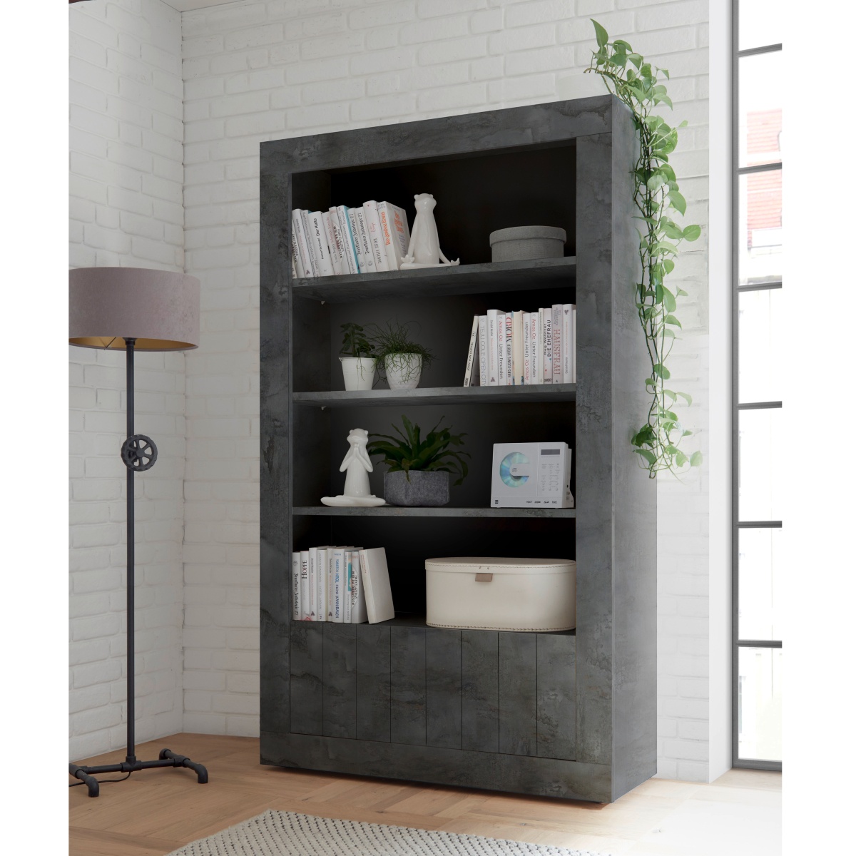 Bibliothéque moderne gris oxyde 110cm NIO