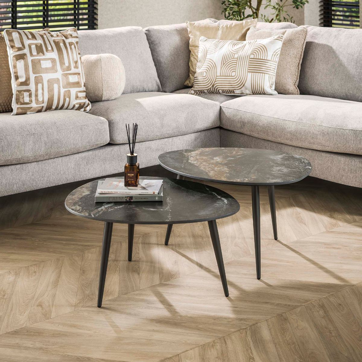 Table basse organique en céramique FAUSTINE (lot de 2)