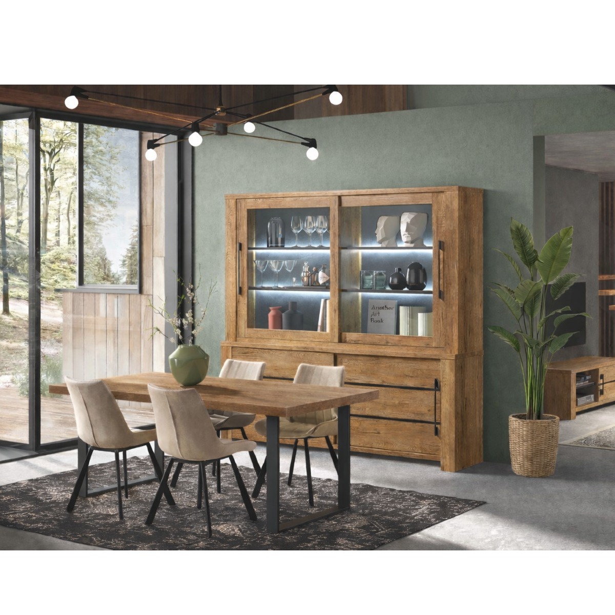 Salle à manger complète OTTARIA (grande vitrine + table)