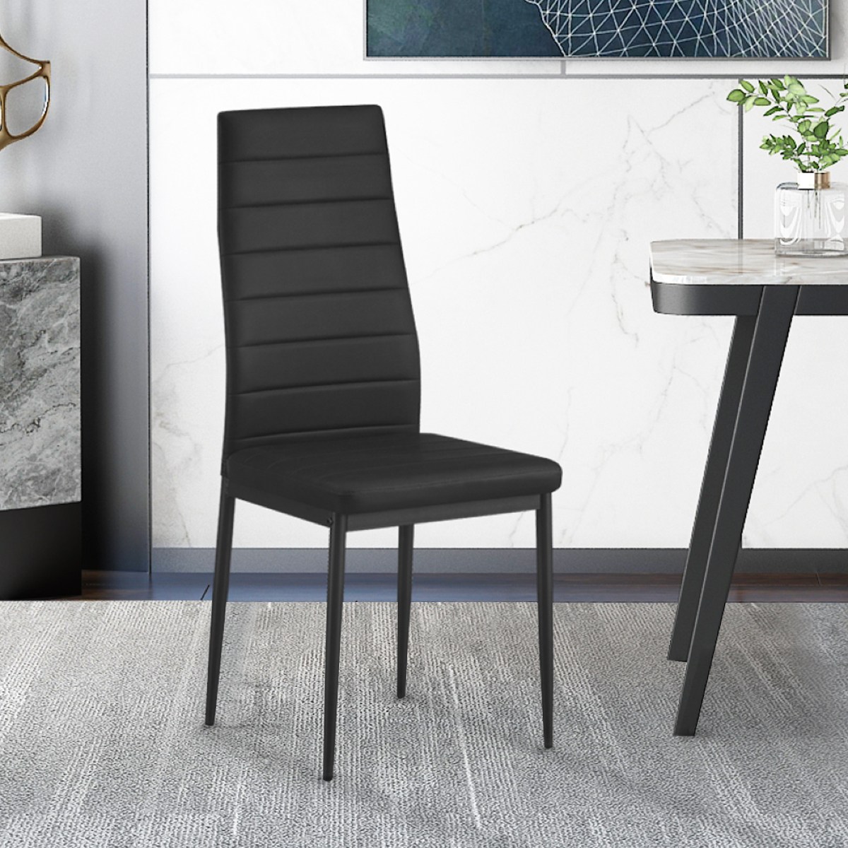 Chaise moderne noire en PU OSKAR ( lot  de 4 )