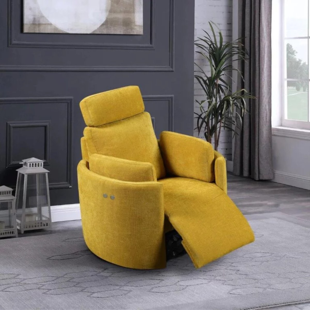 Fauteuil relax pivotant rocking-chair électrique jaune JUSTIN