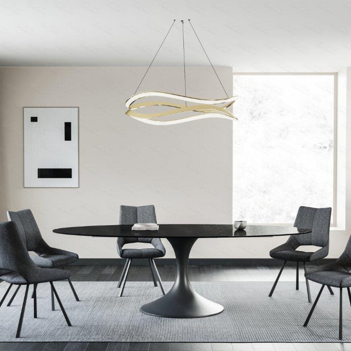 Table forme irrégulière noire 280 cm CALISIA