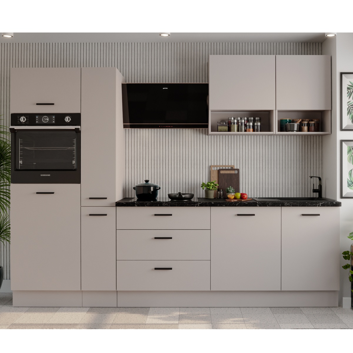 Cuisine complète moderne beige 280cm TAMA