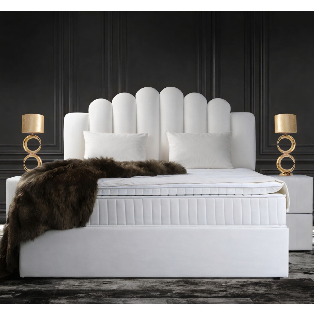 Lit avec coffre 180cm en velours + matelas + surmatelas JAZZ