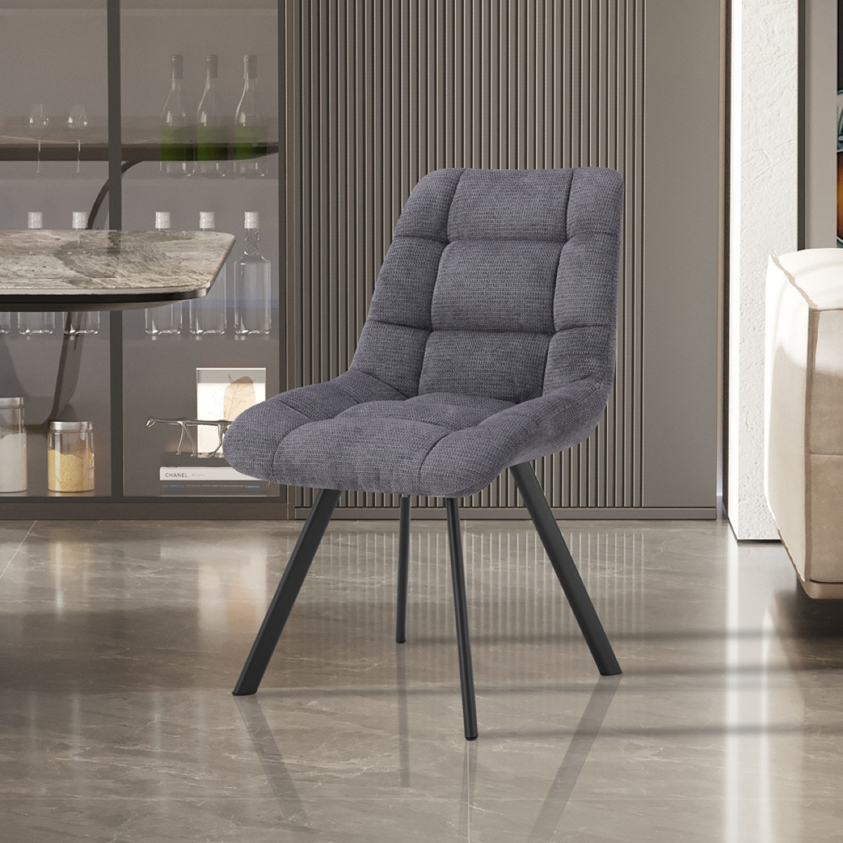 Chaise de salle à manger en tissu gris anthracite ZELIE (lot de 2)