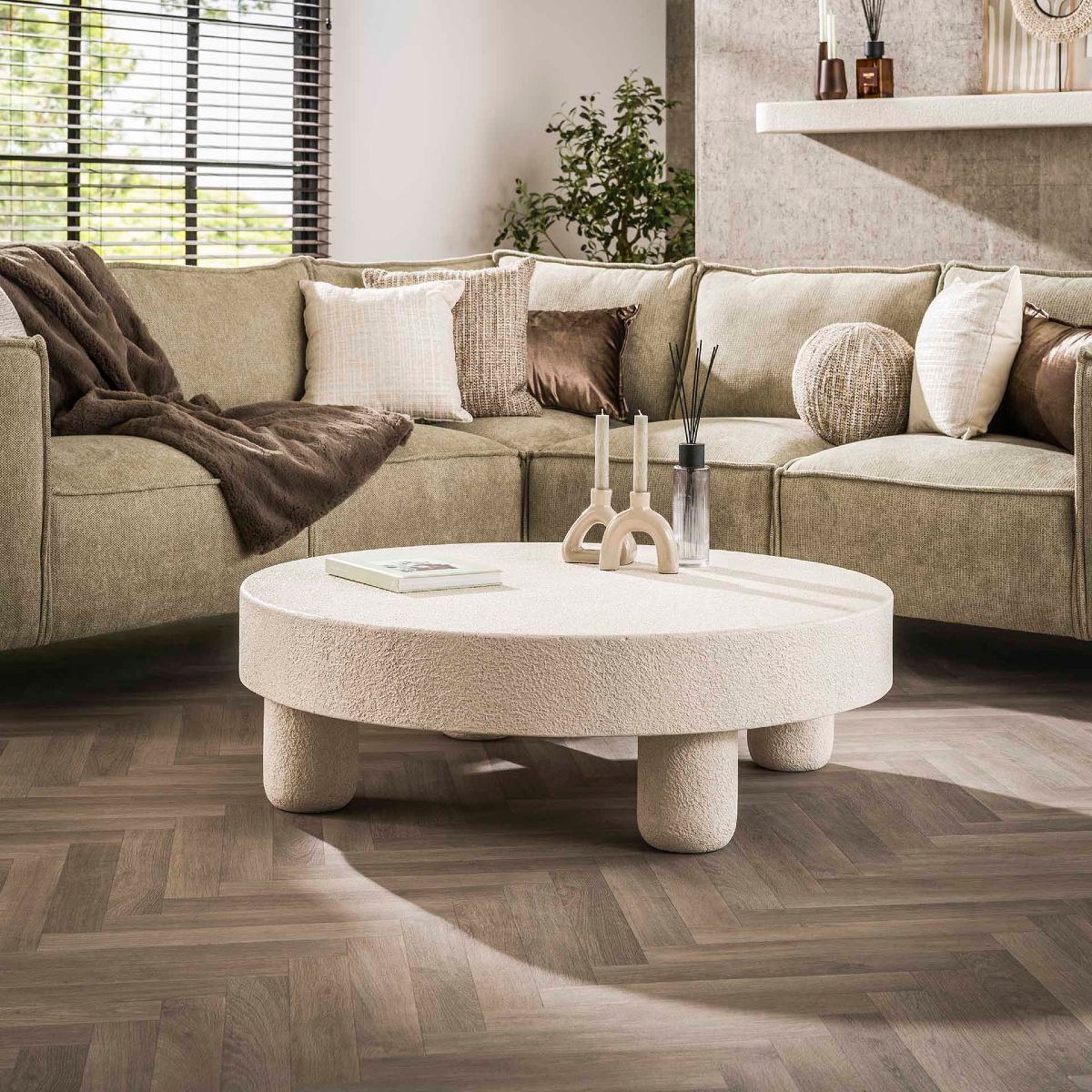 Table basse ronde en marbre composite Diamètre 110 cm BILBAO