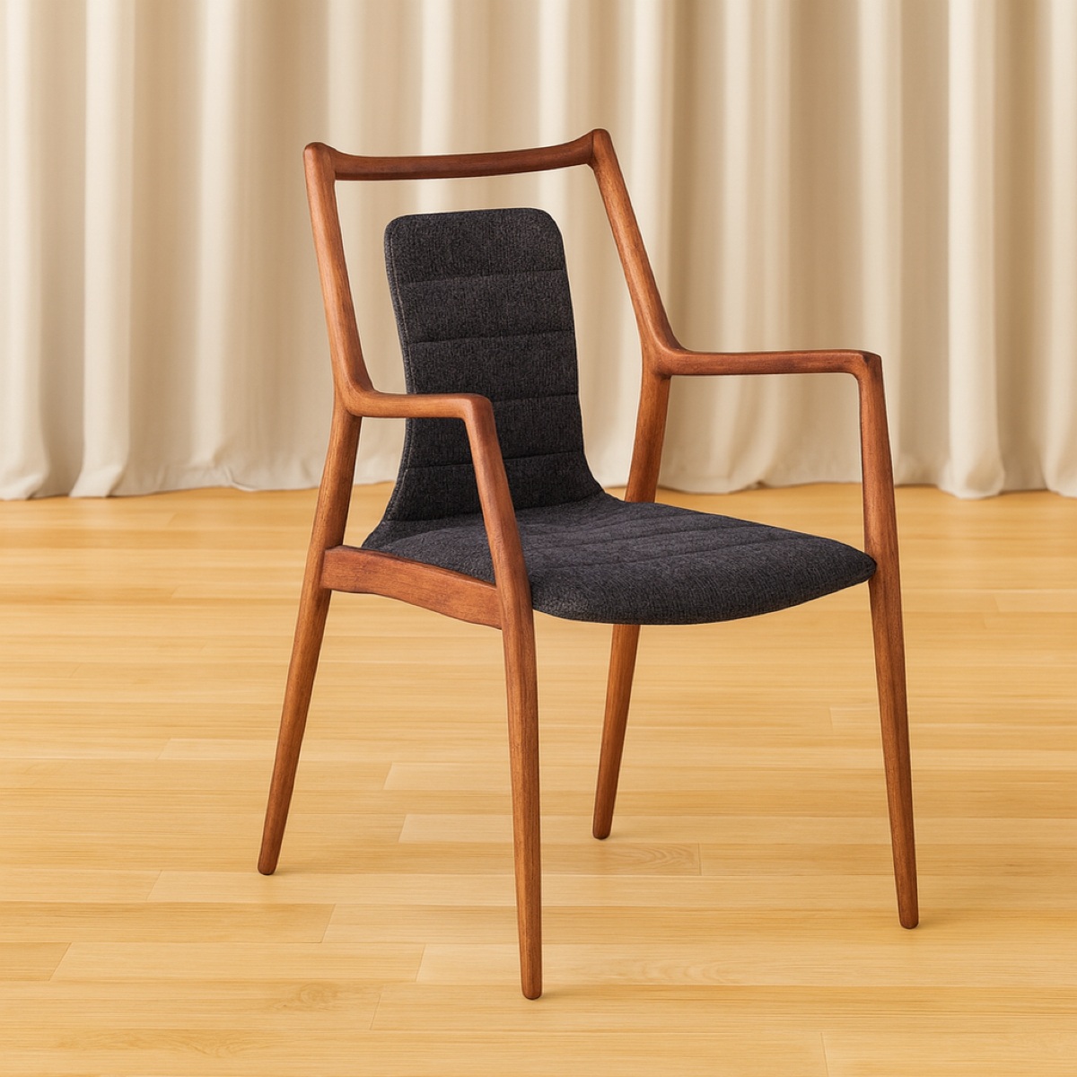 Chaise en tissu gris anthracite et bois massif YO (lot de 2)