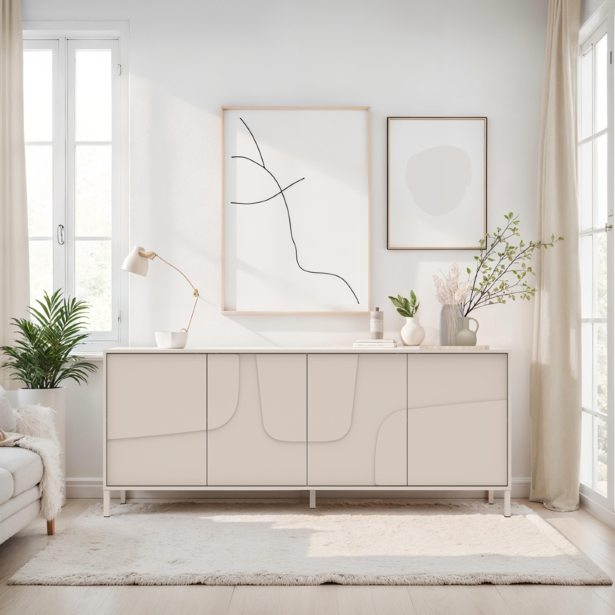 Buffet moderne 4 portes 205cm beige EROS