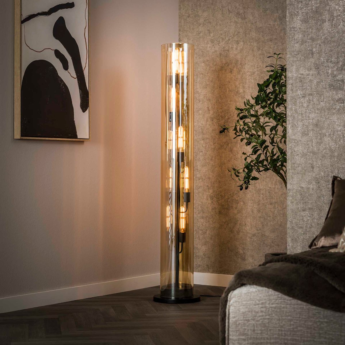 Lampadaire colonne en verre design AMBRE