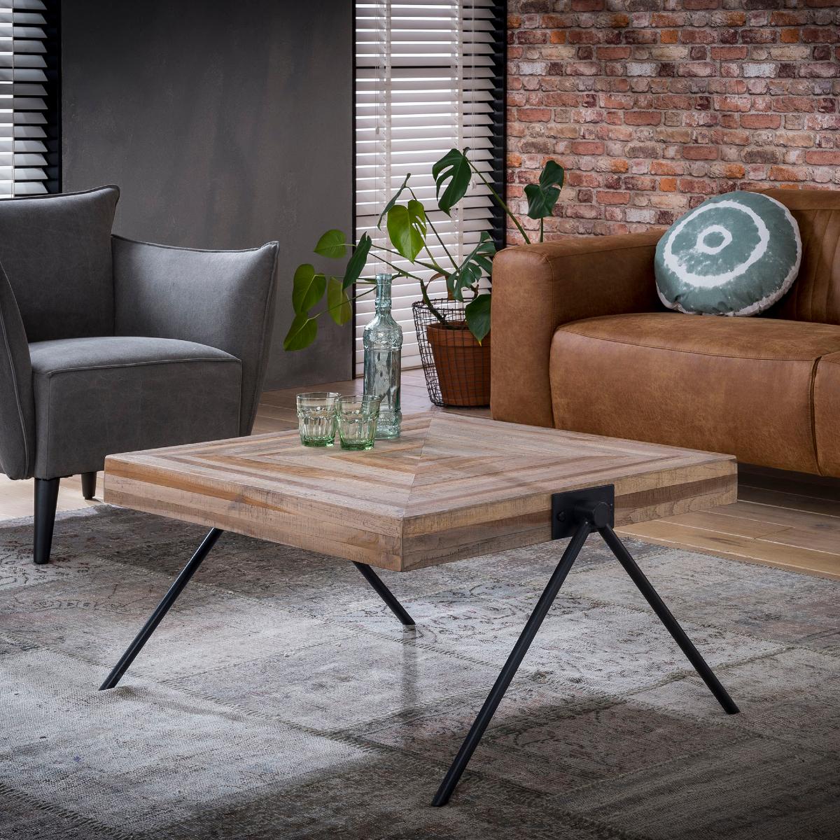 Table basse carrée en bois de teck KATY2