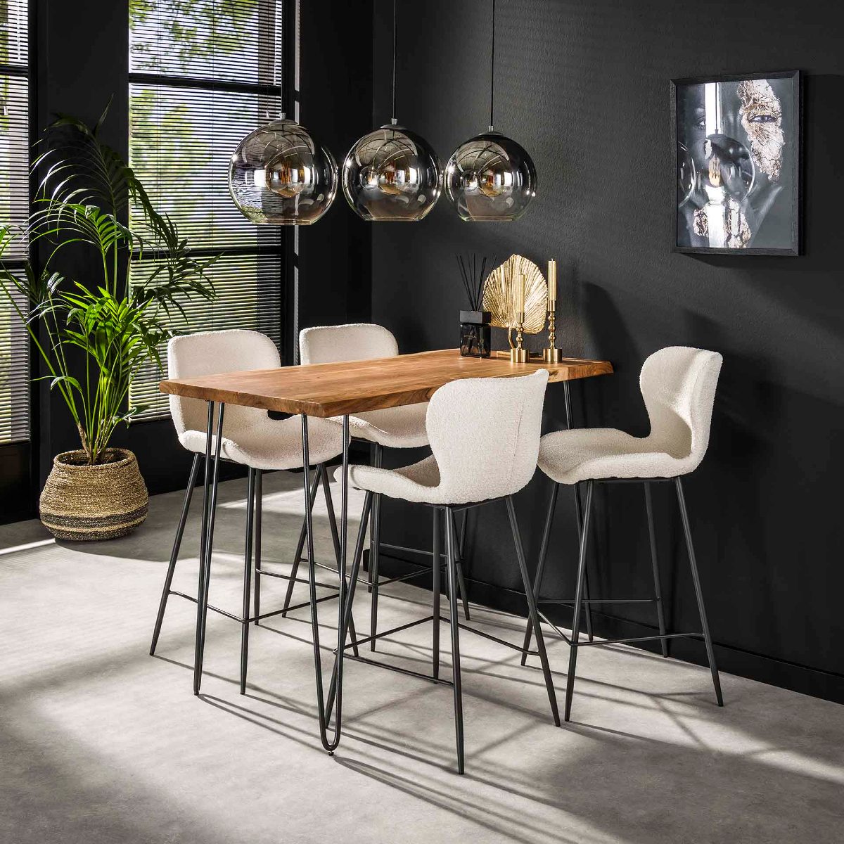 Table haute en bois d’acacia massif 130cm EDITO