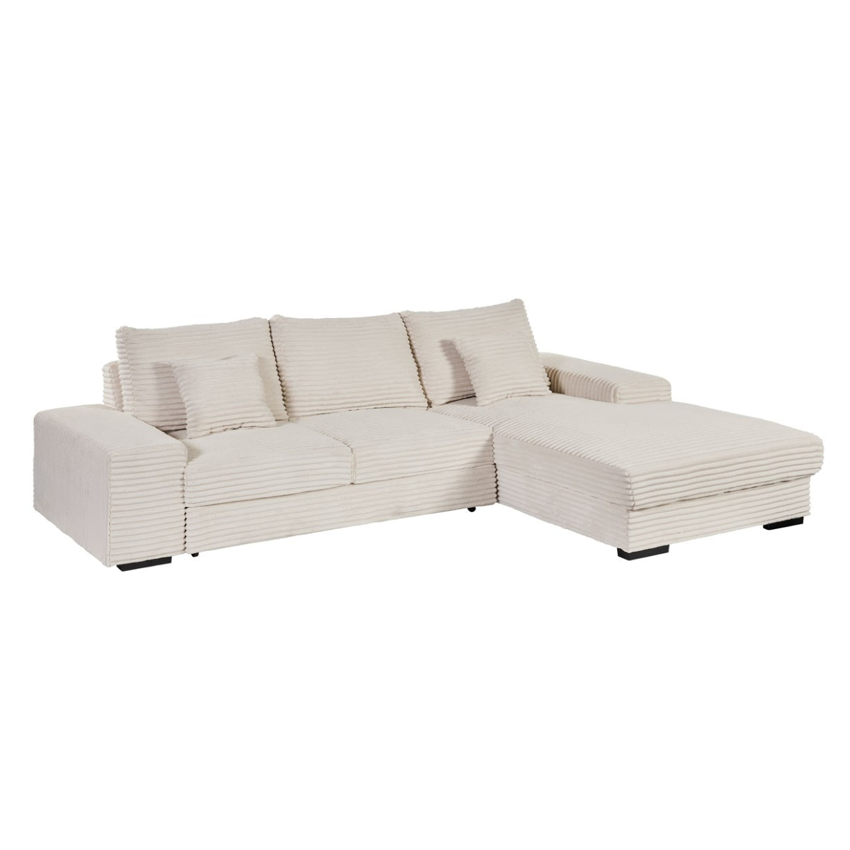 Canapé convertible angle droit tissu côtelé beige NIAGARA 1