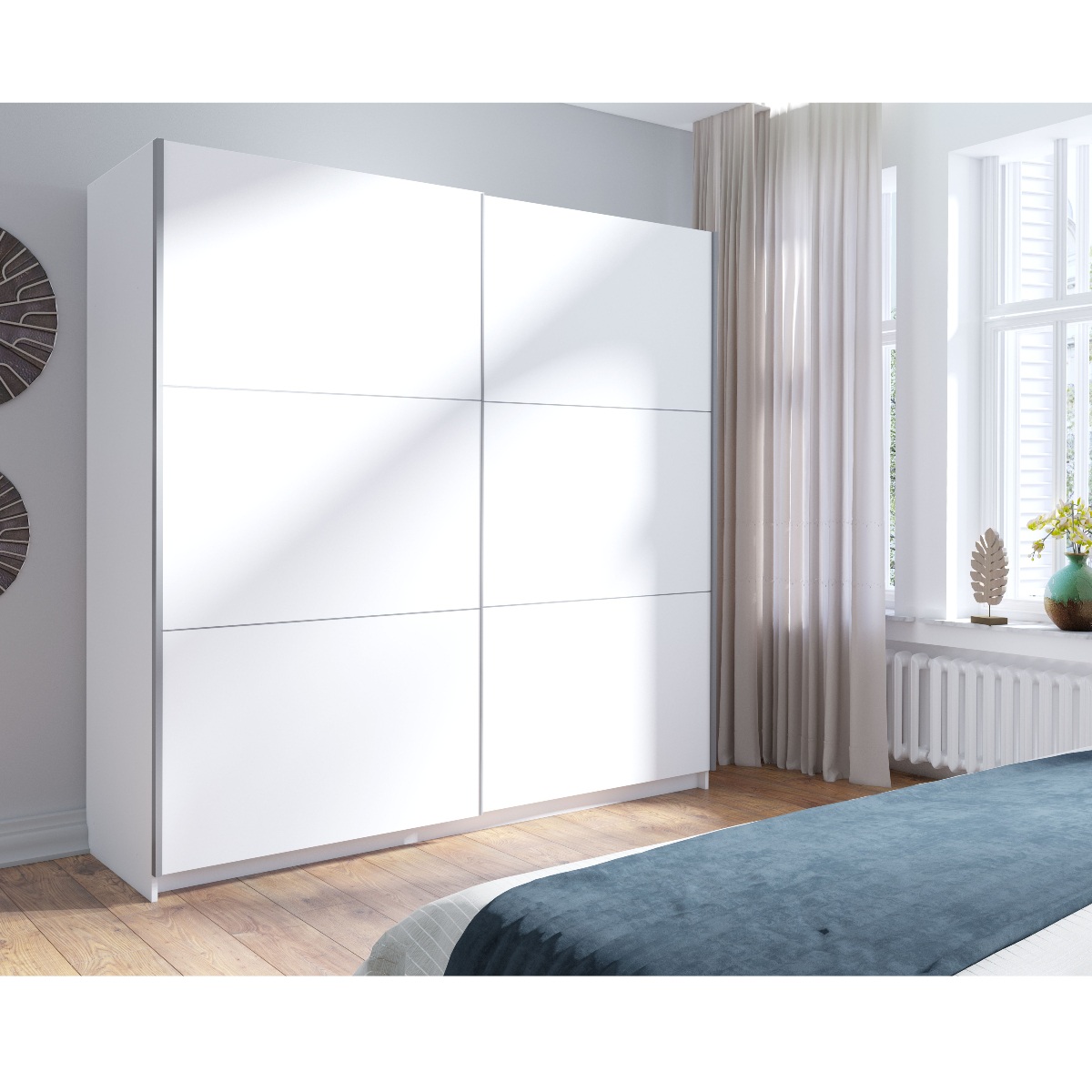 Armoire dressing blanche 200 cm portes coulissantes